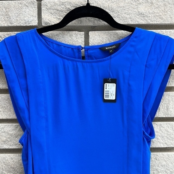 RW&Co Royal Blue Cap Sleeve Top Sz S - Picture 3 of 8